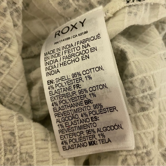 Roxy Medium White Lightweight Summer Dress Black Floral Pattern - Picture 8 of 14